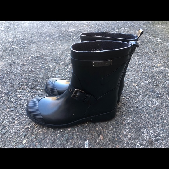 COACH LESTER Blue Ankle Rain Boots Size US 7B - Picture 3 of 9